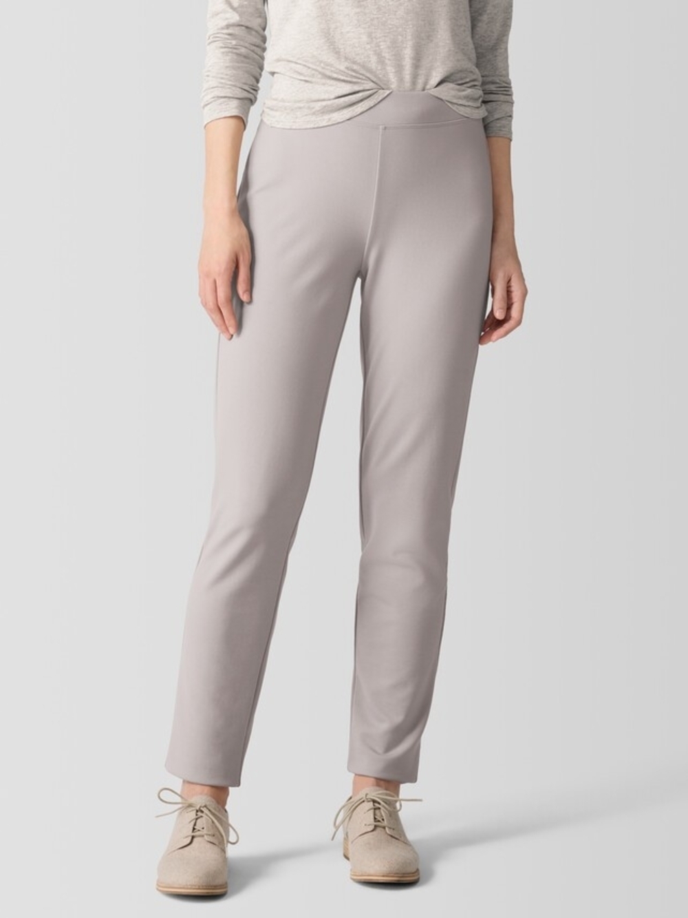 Eileen Fisher Slim Straight Ankle Pants in Light Gray L